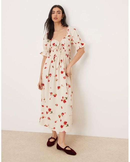 Wednesday's Girl Natural Short Sleeve Floaty Midaxi Dress