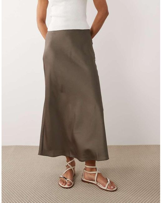 Vila Natural Satin Maxi Skirt