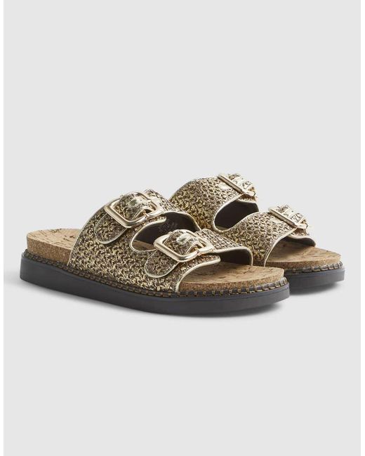 River Island Natural Double Strap Footbed Sandals