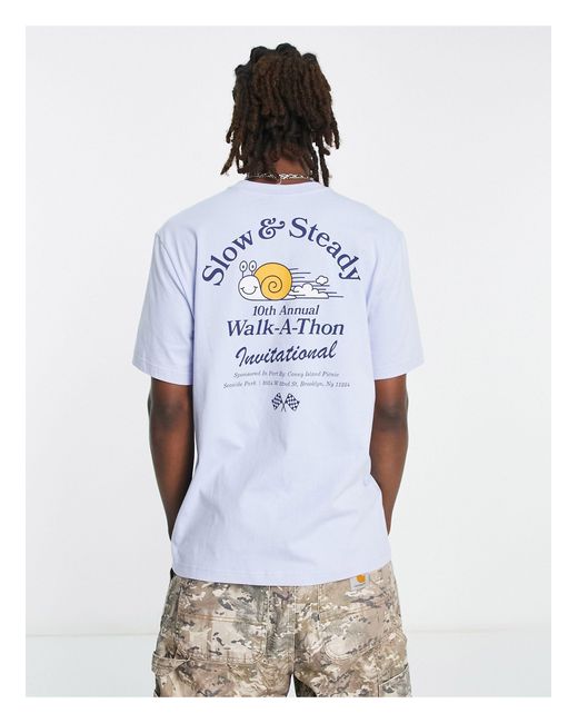 Camiseta con estampado en el pecho y la espalda "walk-a-thon" Coney Island Picnic de hombre de color White
