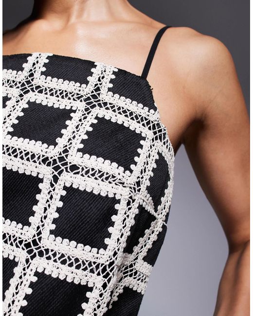 Top d'ensemble en maille crochetée River Island en coloris Black