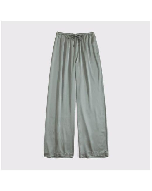 Abercrombie & Fitch Gray Gemma Satin Wide Leg Pull-On Pant