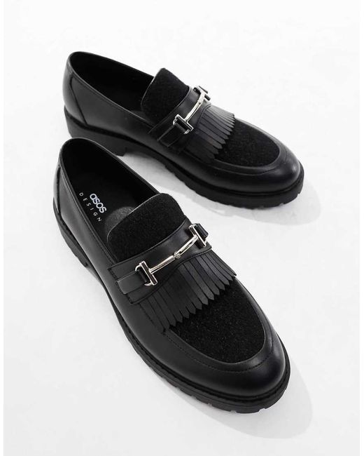 ASOS Loafers Met Dikke Zool En Imitatiebont in het Black voor heren