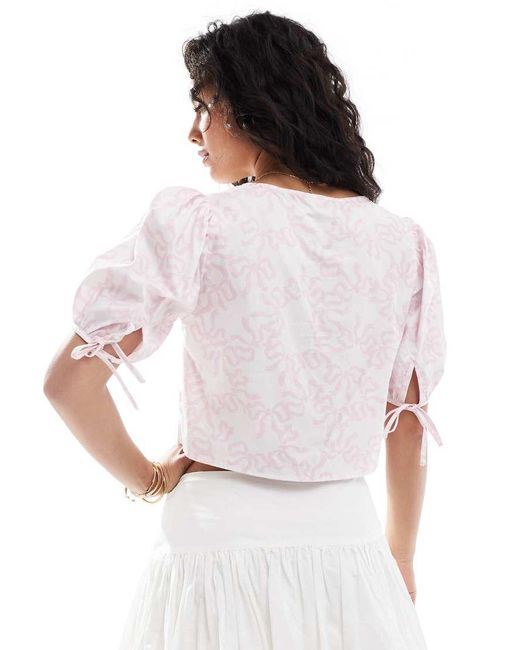 Glamorous White Tie Front Blouse