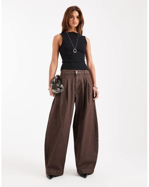 ASOS Brown Compact Cotton Boat Neck Tank Top