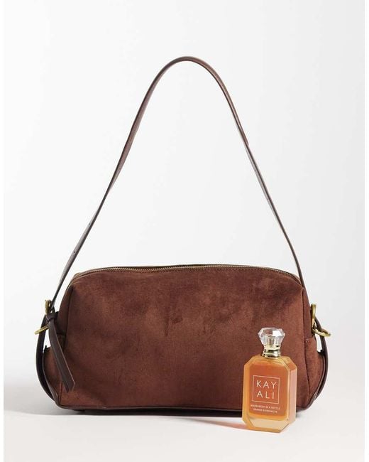 New Look Brown Faux Suede Barrel Shoulder Bag