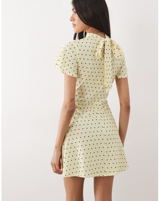 ASOS Natural Cap Sleeve With Tie Detail Mini Dress