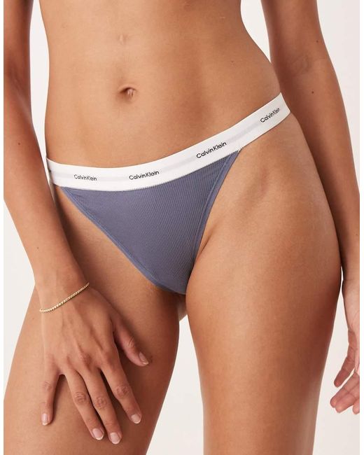 Calvin Klein Geribbelde String Van Modal in het Blue