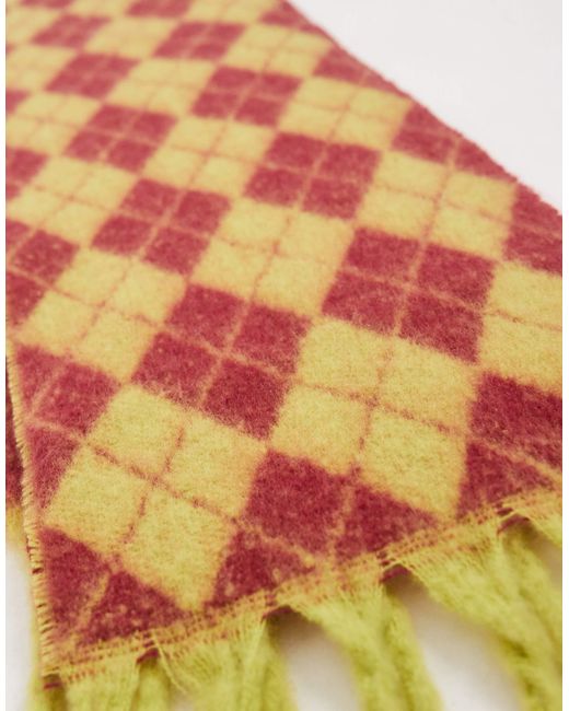 Pieces Brown Super Soft Argyle Check Scarf