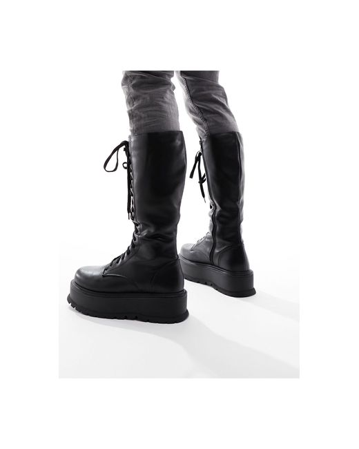 Koi Footwear Koi Valinor Platform Long Boots in Black for Men | Lyst UK