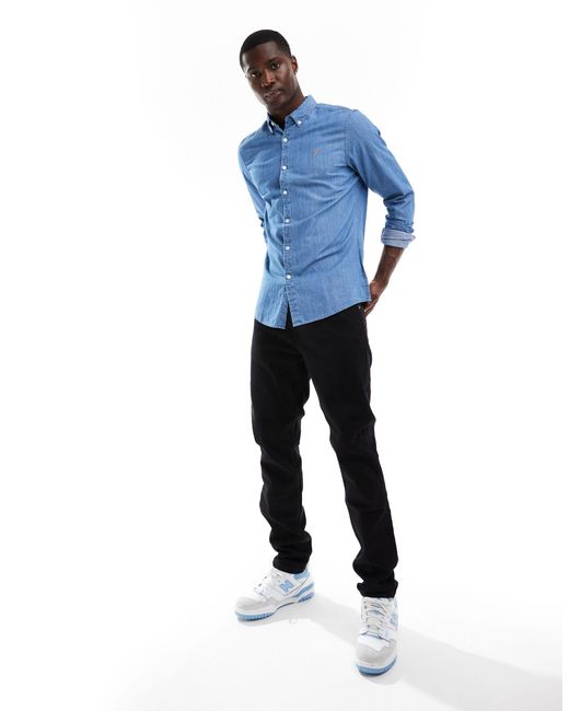 Brewer - chemise en jean à manches longues Farah pour homme en coloris Blue