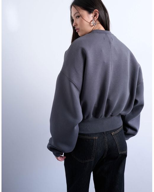 TOPSHOP White Oversized Scuba-Style Fabric Cinch Waist Sweat