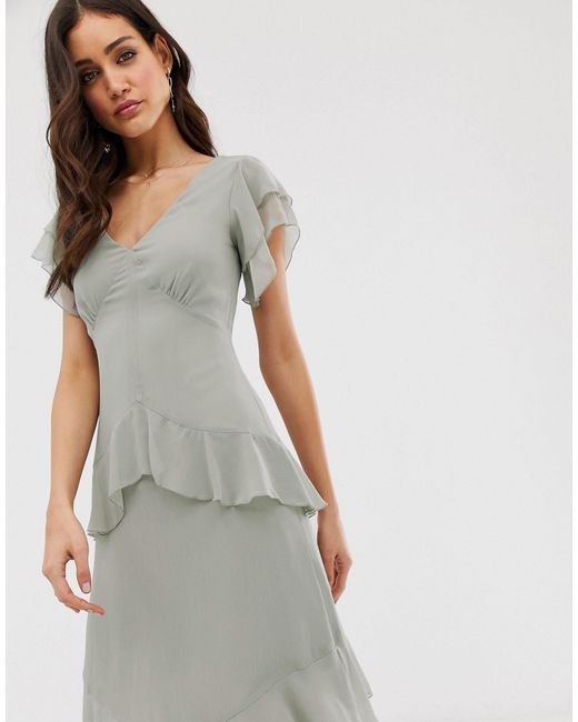 warehouse chiffon tiered maxi dress