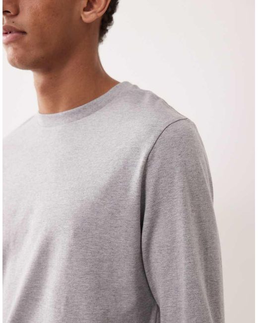 ASOS Gray Essentials Long Sleeve Regular Fit T-shirt for men