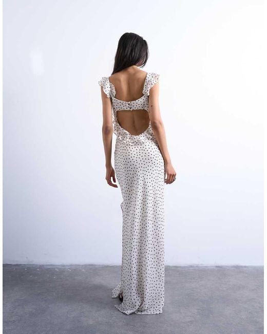 TOPSHOP White Ruffle Shoulder Amalfi Slip Dress