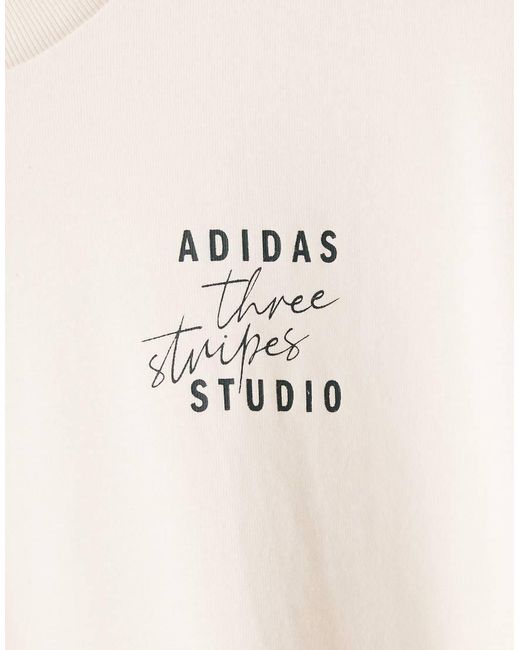Adidas Originals White Three Stripes Studios Long Sleeve Top