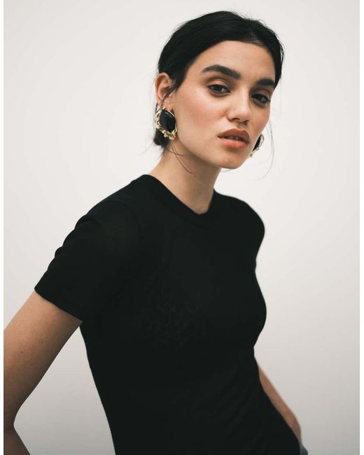 ASOS Black Sheer Knit Second Skin T-shirt