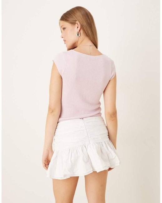 Glamorous White Ruched Tie Mini Skirt