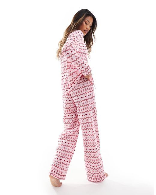Boux Avenue Pink Christmas Fleece Long Sleeve & Trouser Pjs