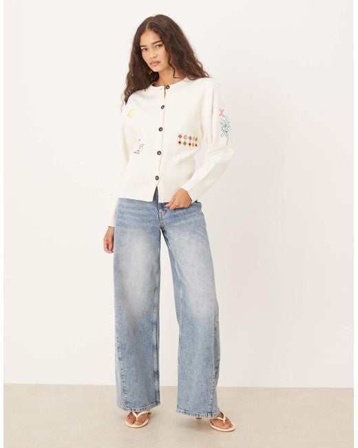 Never Fully Dressed White Neon Embroidered Cardigan