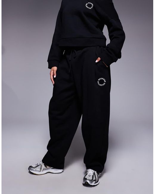 ASOS Blue Weekend Collective Barrel Leg Sweatpants With Seam Detailing