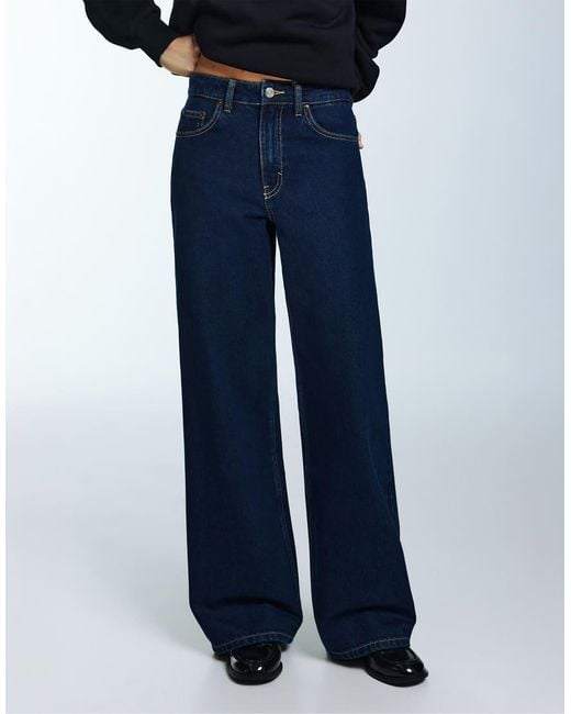 Pull&Bear Blue Wide-Leg Jeans