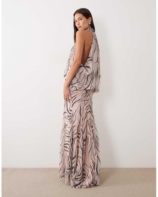 ASOS Pink Halter Neck Slouchy Dropped Waist Godet Maxi Dress
