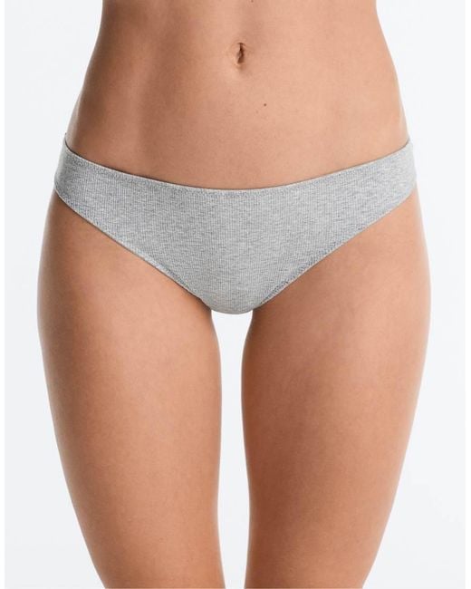 Oysho White 5 Rib Cotton Blend Brazilian Briefs