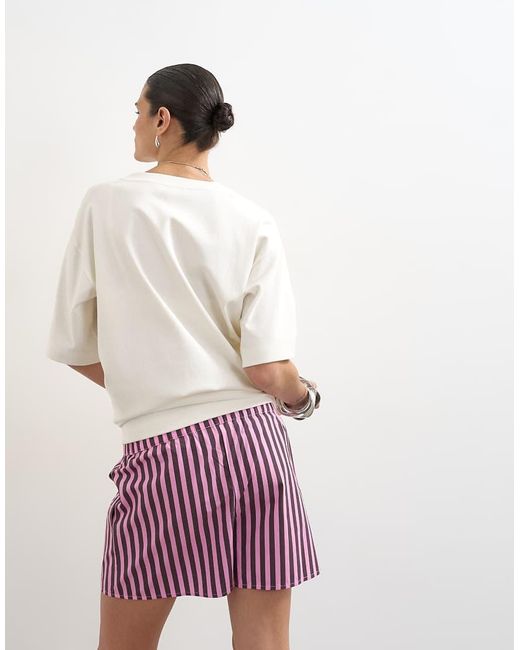 TOPSHOP Brown And Purple Stripe Boxer Short