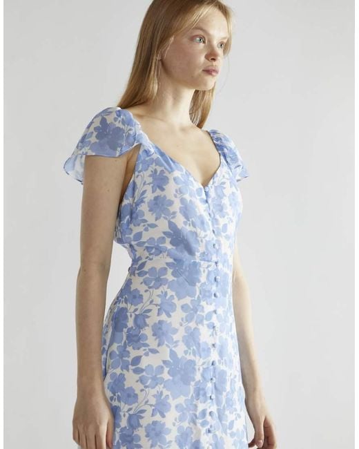 Glamorous Blue V Neck Midi Dress