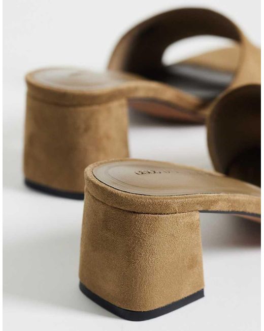ASOS Natural Wide Fit Honeycomb Mid Heeled Mules
