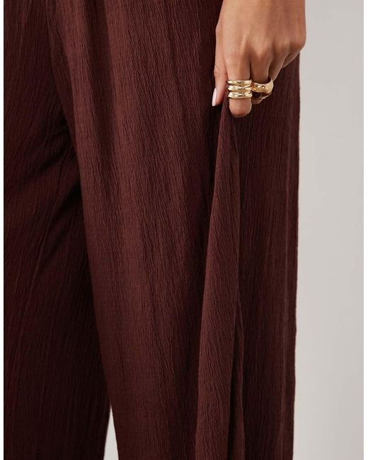 ASOS Brown Mix & Match Crinkle Shirred Wide Leg Trouser