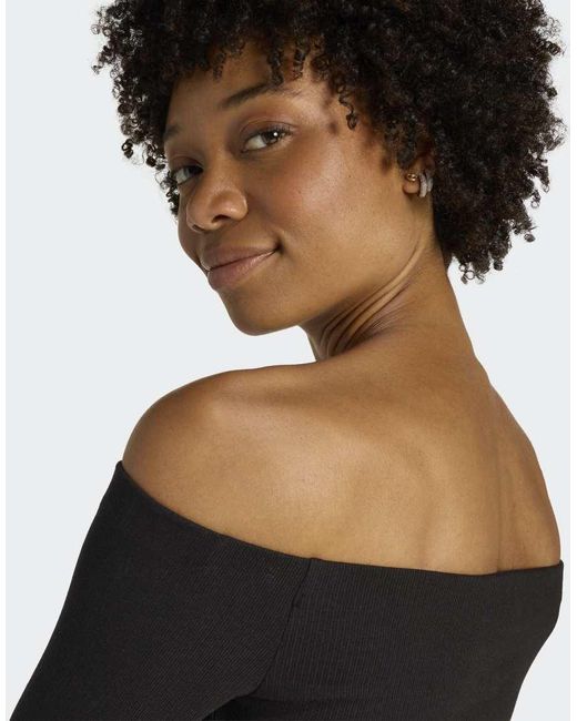Adidas Originals Black Essentials Rib Off Shoulder Longsleeve T-Shirt