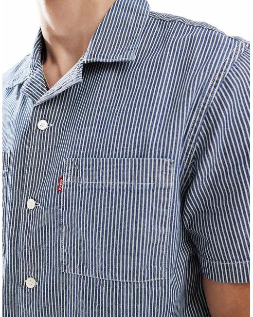 Camisa Vaquera A Rayas De Manga Corta Con Cuello De Solapas Standard Camp De (Parte De Un Conjunto) Levi's de hombre de color Blue