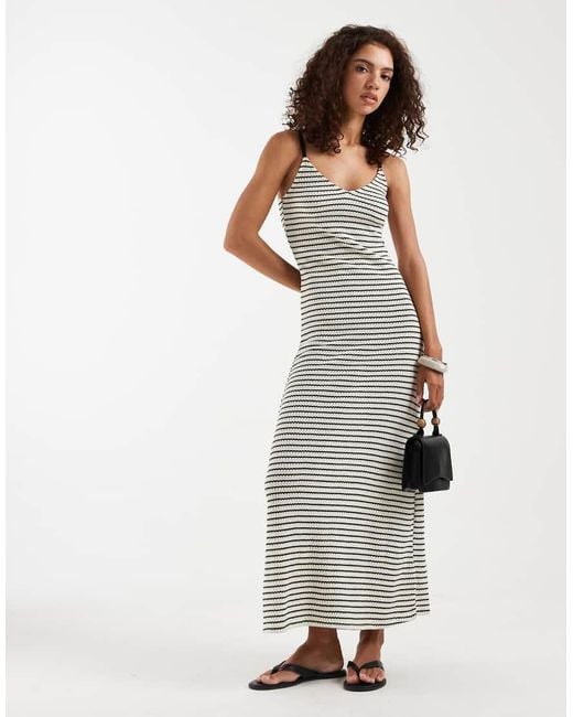 Vero Moda White Stretch Crochet Knit Cami Maxi Dress