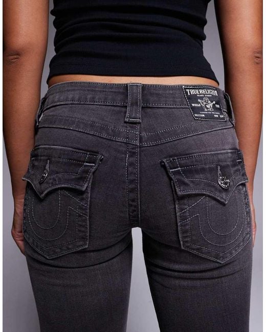 True Religion Blue Joey Low Rise Flare Jeans With Flap Pocket