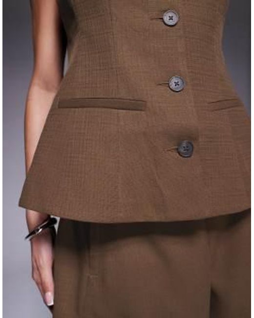 ASOS Brown Peplum Waistcoat Co-ord