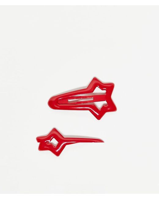 Confezione Da 2 Clip A Stella Rosse di Reclaimed (vintage) in Red