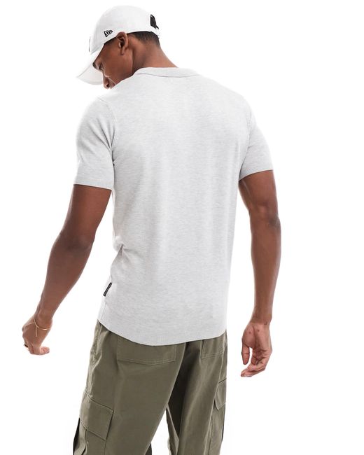 French Connection White French Connection Knitted Half Zip Polo Tee for men