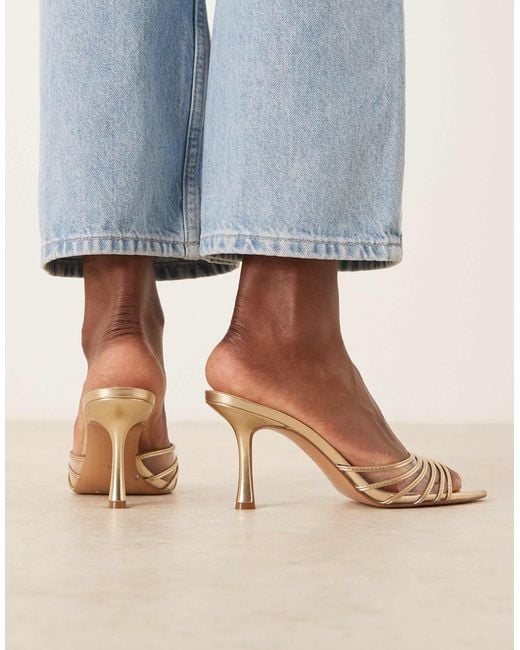 Mango Blue Heeled Mule Sandal