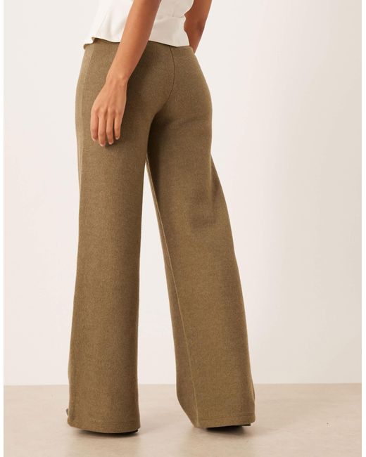 Pantalon ample rayé d'ensemble à taille mi-haute en tissu ultra-doux - olive ASOS en coloris Natural