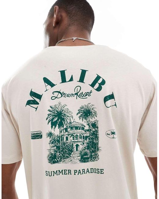 JJ Rebel Gray Malibu Back Print T-shirt for men