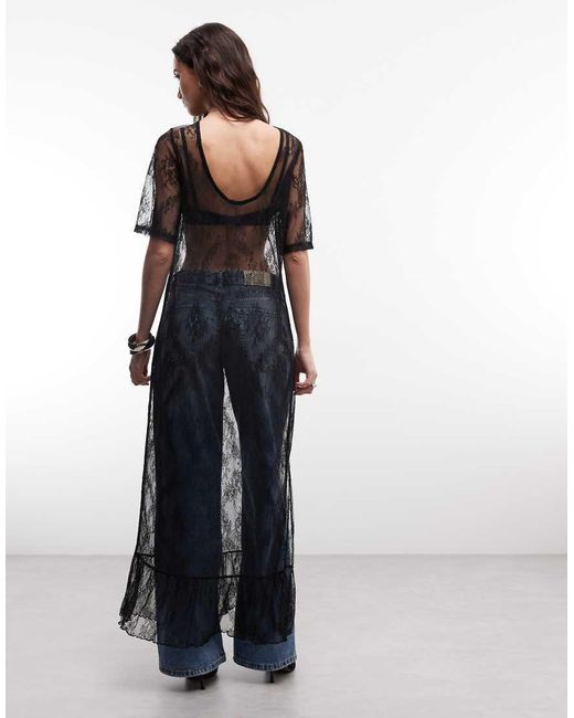 Noisy May Black Scoop Back Sheer Lace Maxi Dress