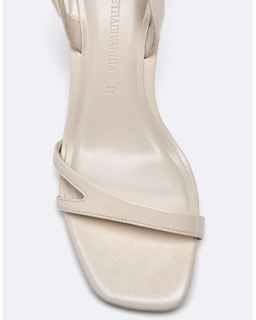Stradivarius White Heeled Cut-out Strap Sandal
