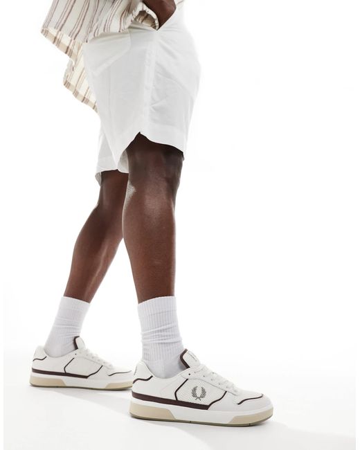 Fred Perry – b300 – sneaker aus leder und netzstoff in White für Herren