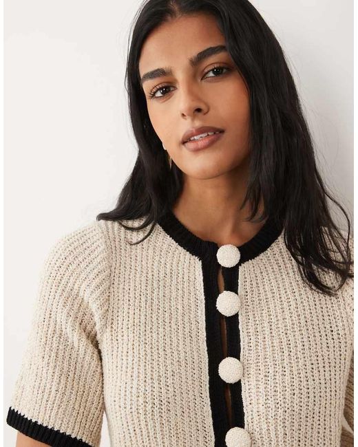 ASOS Natural Knitted Linen Blend Cardigan Co-ord
