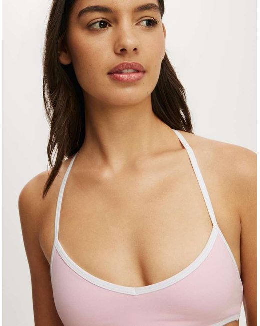 Cotton On Pink Ultra Soft Halter Open Back Crop