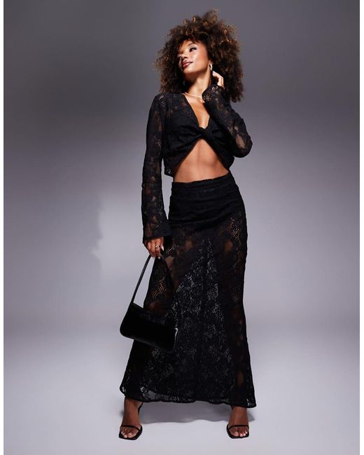 ASOS Black Lace Maxi Skirt Co-Ord