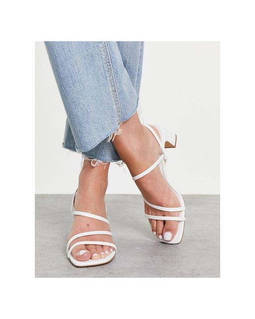 Pull&Bear White Strappy Mid Heeled Sandals