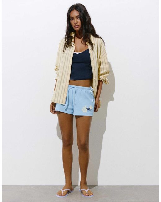 Short texturé à fleurs - clair Pull&Bear en coloris Blue